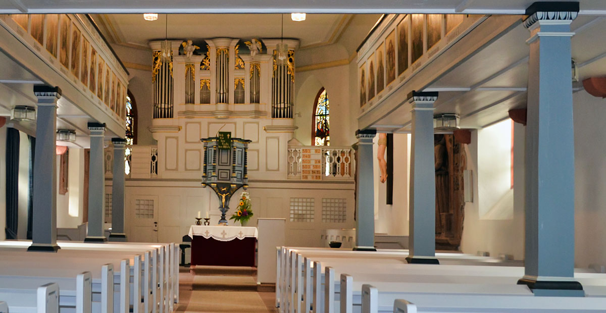 Orgel von Förster & Nikolaus (1907) in der Andreaskirche Büdesheim (Hessen)