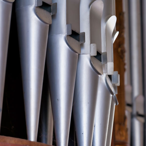 Pfeifen der Jehmlich-Orgel von 1903 in der Peter-Pauls-Kirche Coswig (Sachsen)