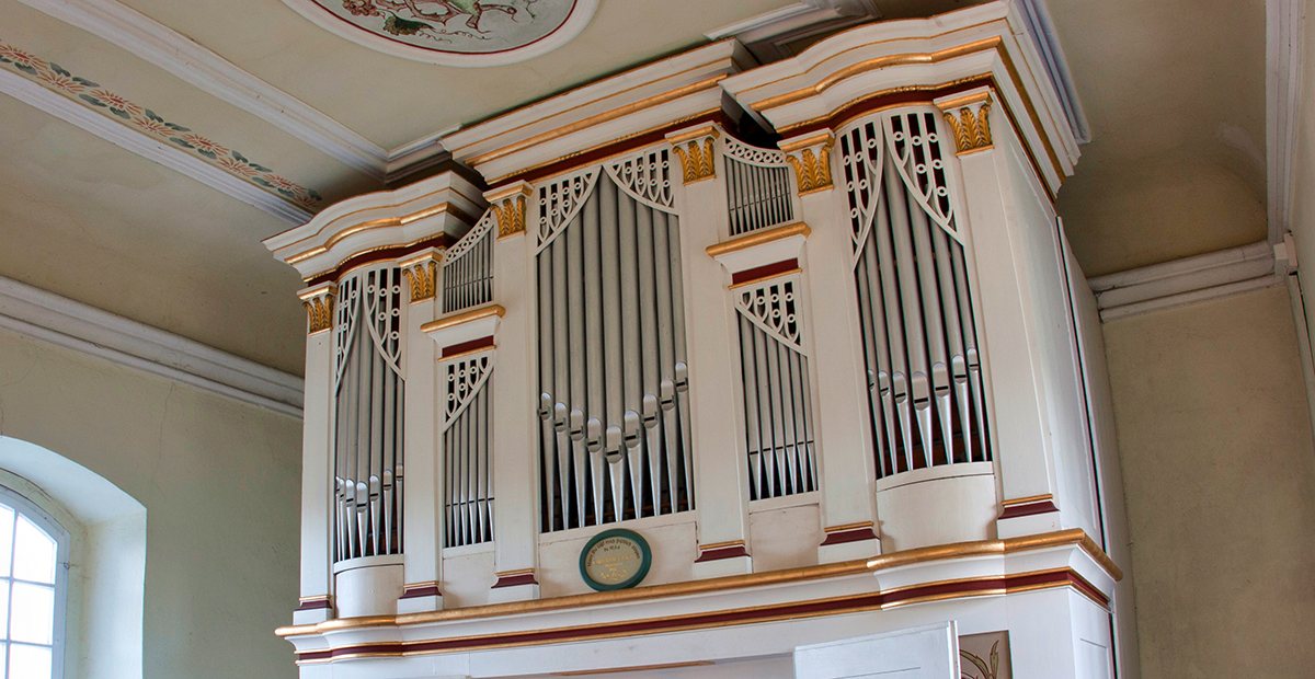 Dorfkirche Jonaswalde (Thüringen). 2019 von der Stiftung Orgelklang gefördert